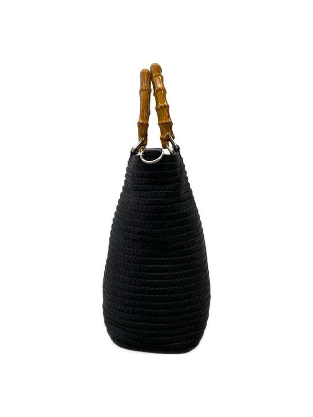 Gucci Tote Bag Bamboo Black Beige Leather - Picture 2 of 10